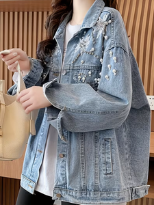 Hardihood International <b>Floral</b> Print Denim <b>Vest</b> Women Sleeveless Button Front Formal Summer Jacket Breathable Distressed Crop - Product Image 5