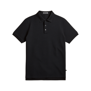 Chemise en tricot gaufré noir pour homme, manches courtes, décontractée, respirante, séchage rapide, coupe classique, rayée, 100% coton, brodée - Product Image 1