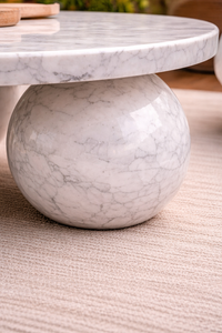 Mesa de Centro de Mármol de Carrara, Forma Octogonal, Piedra Natural, Mueble de Oficina Moderno y Ecológico con Base Esférica, Diwali - Product Image 5