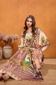 Wholesale Designer Turkish Style <b>Kaftan</b> Kurta Women Polyester Handmade Batwing Sleeves V Neck Regular Fit Flared Hem Breathable - Product Image 5
