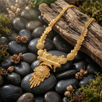 Collier pendentif court réglable en alliage de cuivre plaqué or Divyoro, motif floral, chaîne serpent, style classique, unisexe, mariage, Orissa