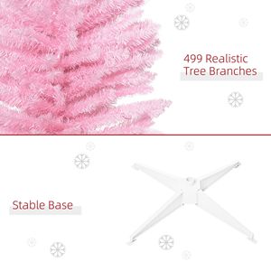 Albero di Natale Artificiale Sottile Rosa con 499 Rami Realistici e Base in Plastica - Product Image 6