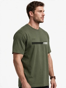 Oneten Apparel Men's <b>Olive</b> <b>Green</b> Short Sleeve O-Neck <b>T</b>-<b>Shirt</b> Casual Letter Print Tee - Product Image 5