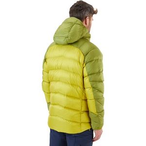Men's Hooded Color Blocking Down <b>Puffer</b> <b>Jacket</b> Windproof Winter Casual Zipper Closure Regular Fit Green <b>Yellow</b> - Product Image 2