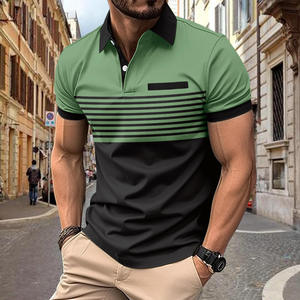 2026 Wholesale <b>Men's</b> Casual Polo <b>Shirt</b> Pocket Button Printed Color <b>Striped</b> T-<b>shirt</b> - Product Image 6
