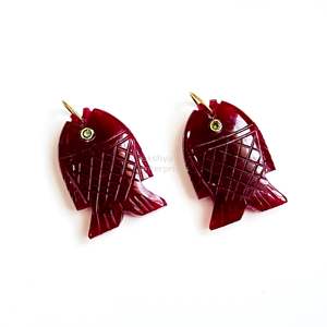 Pendentif Poisson en Rubis AAA Sculpté à la Main, Breloque Poisson en Pierre Précieuse, Collier en Argent 925 Fait Main avec Cristal de Guérison, Vente en Gros pour la Fabrication de Bijoux - Product Image 2