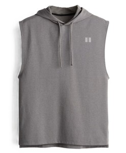 Débardeur à capuche sans manches pour homme, coupe oversize, couleur unie, séchage rapide, style sportif, en polyester tricoté respirant, vêtement décontracté, logo personnalisé - Product Image 1