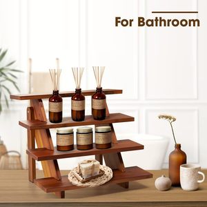 Acacia <b>Wood</b> Portable Display <b>Stand</b> Elegant Stair Shelf for <b>Cupcakes</b> Buffet Desserts Storage Decorative Rack Cake Tools - Product Image 3