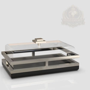 Décoration de table de luxe du Qatar, dôme à gâteau carré Palestine, couvercle à gâteau en verre avec base, présentoir à dessert moderne, pâtisserie de luxe - Product Image 1