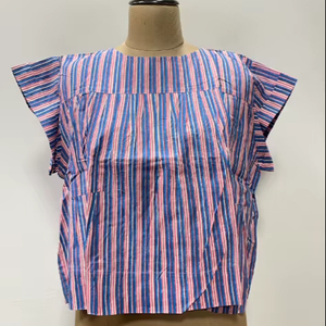 Hand Block Printed Cotton <b>Boho</b> <b>Shirt</b> Lightweight Top Women Short Tops Casual <b>Shirt</b> - Product Image 1