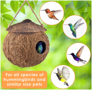 Artex HaiNam Coconut Shell Bird House Round Natural Eco-Friendly Outdoor Hanging <b>Nest</b> for Birds All Seasons - Product Image 5