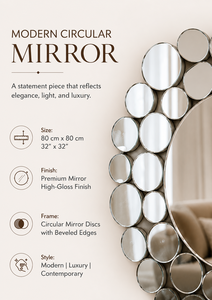 <b>Round</b> <b>Wall</b> <b>Mirror</b> Pebble Design Decorative <b>Mirror</b> for Bathroom Bedroom Living Room Modern | Stylish <b>Wall</b> Mounted Home 32 Inches - Product Image 2