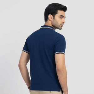 KADIA Men's <b>Navy</b> Blue Solid Cotton Pique for <b>Shirt</b> Short Sleeve Embroidered Logo Casual Knitted Breathable Quick Dry Front - Product Image 6
