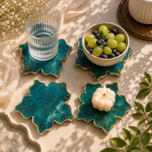 Custom Handmade Resin & Wood Square Drink Coaster Set Modern Decorative <b>Table</b> <b>Protector</b> Mats Waterproof <b>Heat</b> <b>Resistant</b> Coffee - Product Image 5