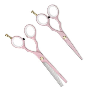 2026 Professional Hair Cutting Scissors Set <b>Pink</b> Thinning Shears <b>Kit</b> With Gold Adjustable Finger Rest Hairdressing <b>Tool</b> - Product Image 2