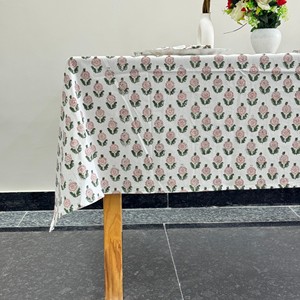 Indian Block Print Floral Design Cotton Tablecloth Machine Washable Wedding Party Decorative Home <b>Table</b> <b>cover</b> - Product Image 1