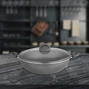 Cazuelas de aluminio antiadherente Kadai con tapa de vidrio Primestone - Product Image 1