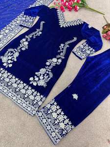 BLOSSOM FABRIC - Conjunto de Fiesta Indio-Pakistaní de Alta Calidad para Mujer, Top de Terciopelo con Dupatta, Parte Inferior Completamente Cosida, Listo para Usar - Product Image 6