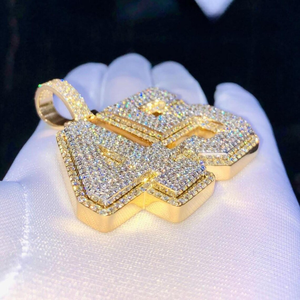 Colgante de Letra Inicial Iced Out de Plata de Ley 925 con Diamante Moissanita VVS, Joyería de Lujo Estilo Hip Hop Bling - Product Image 4