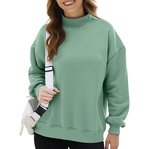 Women Mock Neck Sweatshirt Custom Cotton Terry Hoodie OEM Private <b>Label</b> <b>Printed</b> Logo Casual Streetwear Bulk Supplier - Product Image 2