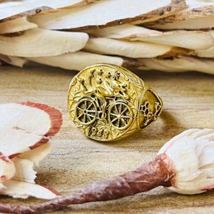 Fashionable Ethnic Signet <b>Ring</b> Vintage Brass <b>Rings</b> For Men 18k Gold Plated Chariot <b>Statement</b> Jewelry Wholesale/OEM/ODM - Product Image 6