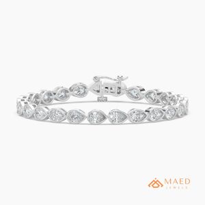 สร้อยข้อมือเทนนิสประดับมอยซาไนต์ทรงลูกแพร์เงิน 925 สำหรับผู้หญิง เครื่องประดับแฟชั่นหรูหราสไตล์เบเวอร์ลี่ฮิลส์ ดีไซน์หรูหรา - Product Image 1