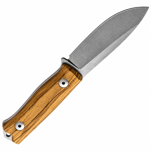 Cuchillos de Caza con Mango de Madera Natural Marrón, Hoja Fija Gris y Funda de Cuero Marrón para Acampar, Hacer Senderismo y Viajar al Aire Libre - Product Image 1