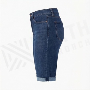 Shorts de Mezclilla Elásticos de Cintura Alta con Lavado Ácido, Largura hasta la Rodilla, Jeans Rotos para Mujer, Ropa Casual de Verano, Estilo Urbano y Moderno - Product Image 3