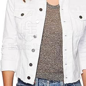 Veste en jean pour femme en coton respirant tricoté sur mesure avec manches longues, design personnalisé le plus vendu - Product Image 5