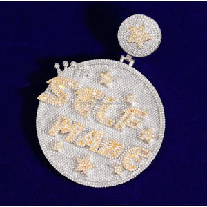 Custom Motivational Hip Hop Pendant for Men with Hand Set Moissanite Diamonds and 925 Silver Jewelry - Product Image 1