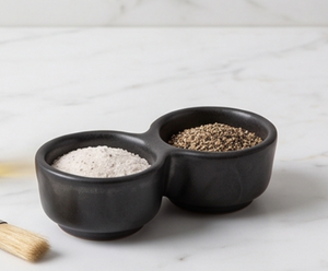 Premium Ceramic Dual Compartment Condiment Bowl Black Matte Finish Herb Spice Tool Set Durable Kitchenware Accessories - Product Image 5