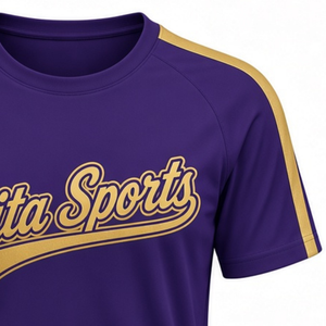 Maillot de cheerleading violet et or à manches courtes, uniforme d'équipe sportive, vêtements de sport pour l'entraînement et la compétition des équipes de cheerleading - Product Image 5