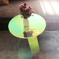 Acrylique Console Bureau Irisé arc-en-ciel Coloré Brillant Côté pour la Fête Personnaliser Moderne Luxe Rond