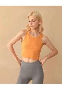 Women's High Waist Slim Inside T-shirt Women's Elastic Short Sleeveless Bottom Shirt Girl Support Custom Cropped tank <b>Top</b> - Product Image 5