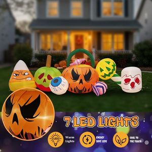 Decorazioni Gonfiabili di Halloween a Forma di Zucca con Occhi, 2,4 Metri, per Esterni, con Luci LED, Decorazioni da Giardino a Lunga Durata - Product Image 4