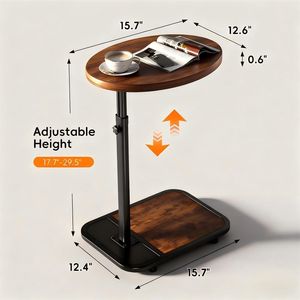 Tavolino Laterale a Forma di C per Divano, Altezza Regolabile, Scrivania per Snack e Laptop per Spazi Ristretti - Product Image 3