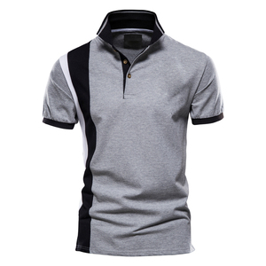 เสื้อโปโลผู้ชายสีตัดกัน แขนสั้น คอปก สวมใส่สบายๆ - Product Image 5