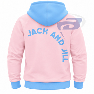 แจ็คแอนด์จิลออฟอเมริกาเสื้อฮู้ดผู้ชายสีชมพูพร้อมกระเป๋าจิงโจ้สีน้ำเงิน 1938 เสื้อฮู้ดลำลองสำหรับผู้หญิงฤดูหนาว - Product Image 2