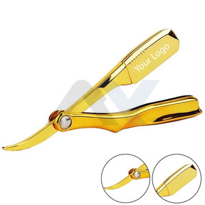 Navaja de Barbero Profesional Recta Chapada en Oro, Plegable, con Logotipo Personalizado, para Uso en Peluquerías y Salones - Product Image 3
