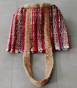 Bolso Tote de Yute a Rayas Estilo Bohemio para Mujer, Casual, Abierto, con Dos Asas, Ecológico, para Uso Diario - Product Image 2