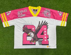 SHUJA SPORTS Fly Alone 24, Jersey de Malla para Hombre, Cuello en V, Rojo, Blanco y Amarillo, Impresión por Sublimación, Transpirable, Corte Regular, Diseño Personalizado ODM - Product Image 4
