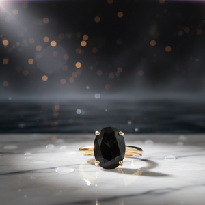 Anillo de Ónix Negro Ovalado de 10x12MM, Plata de Ley 925, Chapado en Oro de 18K, Anillo de Cóctel, Estilo Vintage, Regalo de Joyería para Ella - Product Image 5