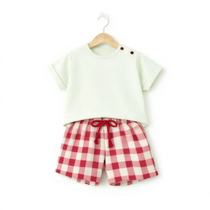Ensemble T-shirt et short 100 % coton bambou pour garçons, tenue douce et respirante pour tout-petits, vêtements pour bébés personnalisés, marque privée OEM - Product Image 1