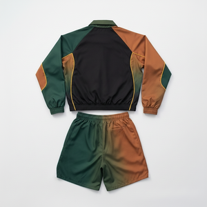 Addahar Brand Unisex Tracksuit Set Gradient Color <b>Jacket</b> Shorts Short Sleeve Elastic Waist Breathable 100% Nylon Printed Hooded - Product Image 4