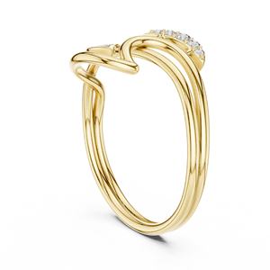 Anillo de oro macizo de 14k para mujer con diseño de onda, minimalista, con diamante de corte redondo, para regalo, compromiso, aniversario, boda - Product Image 4
