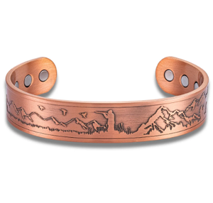 Bracelet thérapeutique en cuivre pur massif gravé pour chasseurs de montagne, bijou en métal tendance au design exquis - Product Image 1