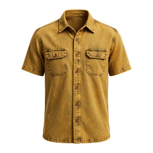 Nouvelle Arrivée Chemise en Jean Lavé pour Homme à Manches Courtes Décontractée Boutonnée Col Rabattu Été – Importée du Bangladesh - Product Image 1