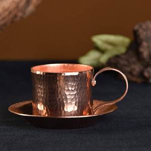 Tasse à thé authentique en cuivre pur, faite à la main, avec soucoupe, mug martelé Moscow Mule, vaisselle pour restaurants et hôtels, fabricant exportateur - Product Image 6