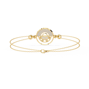 Bracelet minimaliste de créateur Lucky Charm avec diamant Nazar de laboratoire taille ronde en or 10k 14k et design pavé à deux rangs - Product Image 5