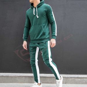 Couleur-rayé à manches longues coton hommes à capuche-course Gym mode survêtement haute qualité survêtement plaine pour hommes - Product Image 4